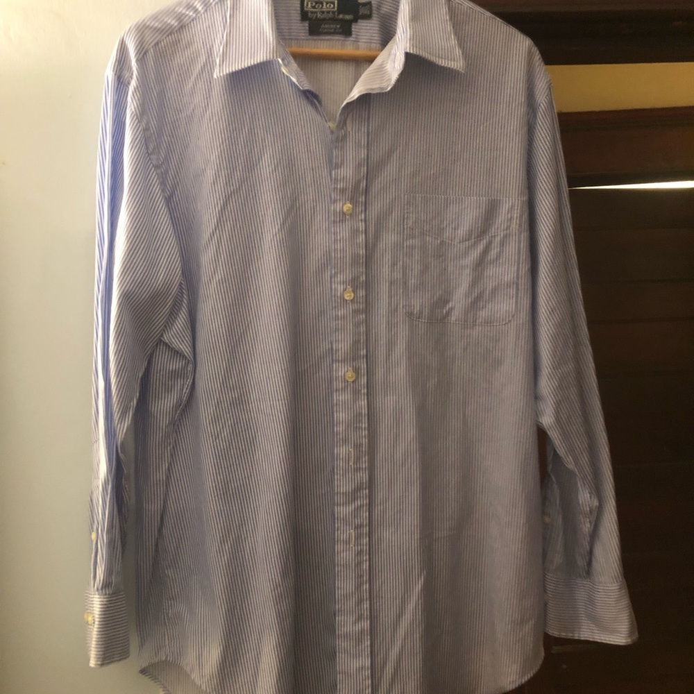 Ralph Lauren Light Blue and White Stripe Dress Shirt